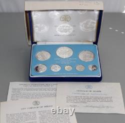 1977 Coinage of Belize Sterling Silver 8 Coin Proof Set Franklin Mint