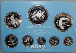 1977 Coinage of Belize Sterling Silver 8 Coin Proof Set Franklin Mint