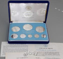 1977 Coinage of Belize Sterling Silver 8 Coin Proof Set Franklin Mint