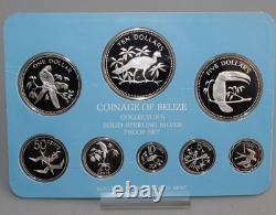 1977 Coinage of Belize Sterling Silver 8 Coin Proof Set Franklin Mint