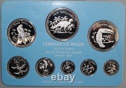 1977 Coinage of Belize Sterling Silver 8 Coin Proof Set Franklin Mint