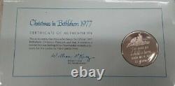 1977 Franklin Mint Christmas in Bethlehem Proof Sterling Silver Medal in FDC