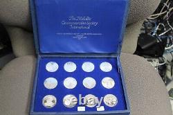 1977 Franklin Mint MEDALLIC COMMEMORATIVE SOCIETY 12 Silver Medals Sterling