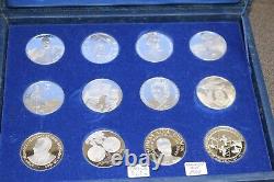 1977 Franklin Mint MEDALLIC COMMEMORATIVE SOCIETY 12 Silver Medals Sterling