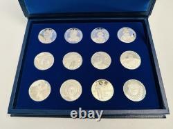 1977 Franklin Mint Medallic Commemorative Society 12 Silver Medals Sterling