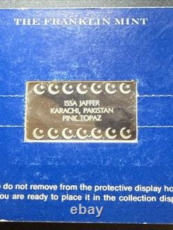 1977 ISSA JAFFER KARACHI PAKISTAN Pink Topaz 925 Silver Bar by Franklin Mint OGP