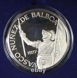 1977 Panama 20 Balboas Proof. 925 Sterling Silver Franklin Mint with Box + COA