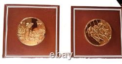 1977 Raphael's Angel 2 Coin Gold Plated 925 S. Silver Medal Set Franklin Mint