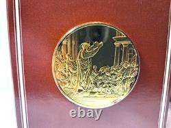 1977 Raphael's Angel 2 Coin Gold Plated 925 S. Silver Medal Set Franklin Mint