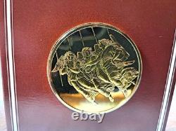 1977 Raphael's Angel 2 Coin Gold Plated 925 S. Silver Medal Set Franklin Mint