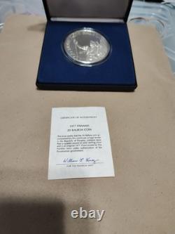 1977 Republic of Panama 20 Balboa Sterling Silver Coin Proof Franklin Mint