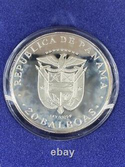 1977 Republic of Panama 20 Balboa Sterling Silver Coin Proof Franklin Mint