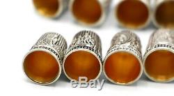 1978 Franklin Mint 13 Sterling Silver Colonial America Thimbles Vintage