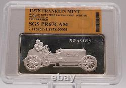 1978 Franklin Mint 1905 Brasier Racing Car 1oz 925 Sterling Silver bar WOW C2979