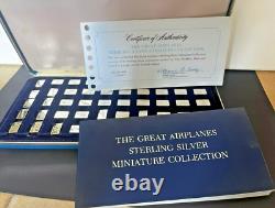 1978 Franklin Mint Great Airplanes Sterling Silver Miniature Collection w Case