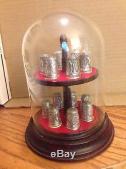 1978 Franklin Mint Sterling Silver 13 Colonies 13 Thimbles Set in Display Case