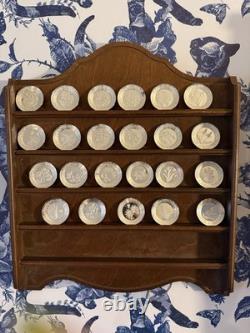 1978 Franklin Mint Sterling Silver Floral Alphabet 23 Plates Fine Silver