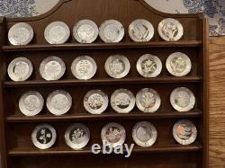 1978 Franklin Mint Sterling Silver Floral Alphabet 23 Plates Fine Silver