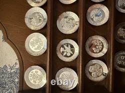 1978 Franklin Mint Sterling Silver Floral Alphabet 23 Plates Fine Silver