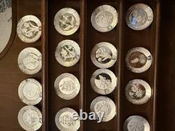 1978 Franklin Mint Sterling Silver Floral Alphabet 23 Plates Fine Silver