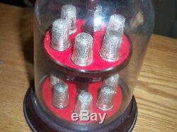 1978 Franklin Mint Sterling Silver Set 13 Colonies Thimbles (Mass Missing) Dome