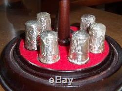 1978 Franklin Mint Sterling Silver Set 13 Colonies Thimbles (Mass Missing) Dome
