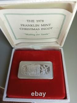 1978 Franklin Mint Waiting for Santa Ingot, Solid Sterling Silver 2.29oz