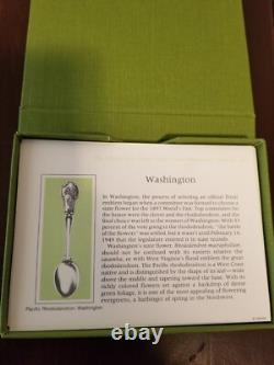 1978 Vintage Franklin Mint 50 STATE FLOWER Sterling Silver Mini Spoons