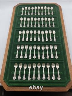 1978 Vintage Franklin Mint 50 State Flower Sterling Silver Mini Spoons Set