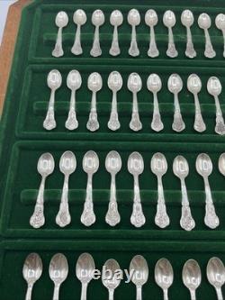 1978 Vintage Franklin Mint 50 State Flower Sterling Silver Mini Spoons Set