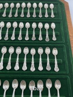 1978 Vintage Franklin Mint 50 State Flower Sterling Silver Mini Spoons Set