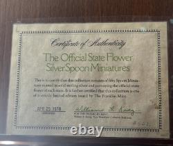 1978 Vintage Franklin Mint 50 State Flower Sterling Silver Mini Spoons Set