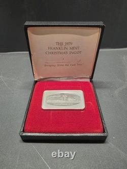 1979 Franklin Mint Christmas Ingot Sterling Yule Tree 1000 Grains