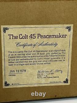 1979 Franklin Mint Colt. 45 Peacemaker 24K Gold & Sterling Silver Silhouette COA