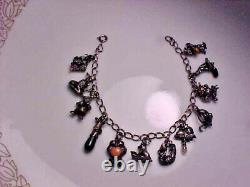 1980 franklin mint sterling silver and jewels animals charm bracelet 7-3/8 inch
