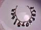 1980 Franklin Mint Sterling Silver And Jewels Animals Charm Bracelet 7-3/8 Inch