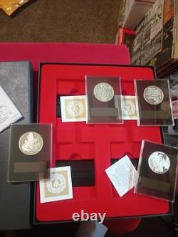 1981 Franklin Mint Holiday 4 Different Medal Set Sterling Silver Proof Certs