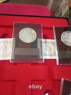 1981 Franklin Mint Holiday 4 Different Medal Set Sterling Silver Proof Certs