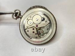1982 Franklin Mint Huntsman Pocket Watch Swiss Hunting Scene Sterling Silver 925