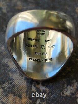 1982 Georg Jensen for Franklin Mint 925 Sterling Silver Eagle Signet Ring 7.75
