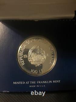 1983 100-lei Proof Sterling silver coin of Romania Franklin Mint