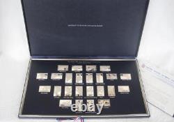 1984 Franklin Mint Sterling Silver Proof 24 Olympic Commemorative Stamps Case
