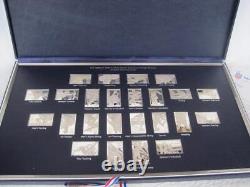 1984 Franklin Mint Sterling Silver Proof 24 Olympic Commemorative Stamps Case