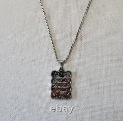 1985 FRANKLIN MINT Sterling Silver ETCHED Pendant and Substantial Sterling Chain