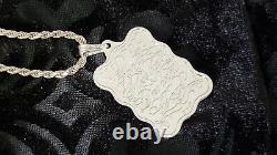 1985 FRANKLIN MINT Sterling Silver ETCHED Pendant and Substantial Sterling Chain