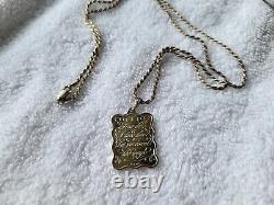 1985 FRANKLIN MINT Sterling Silver ETCHED Pendant and Substantial Sterling Chain