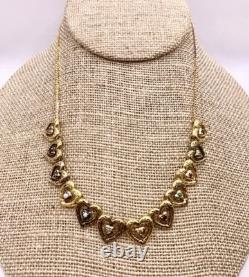 1985 Sterling 24K Gold Vermeil Year of Love Gemstone Hearts Necklace COA Jewelry