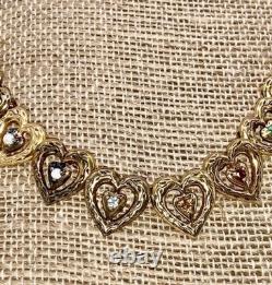 1985 Sterling 24K Gold Vermeil Year of Love Gemstone Hearts Necklace COA Jewelry