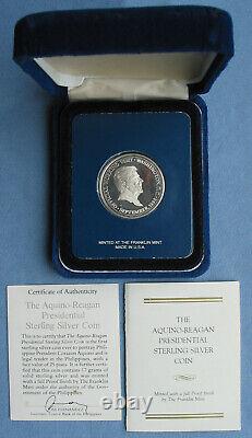 1986 Philippines 25 Piso Aquino-Reagan Presidential Sterling Silver Coin Proof