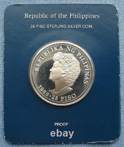 1986 Philippines 25 Piso Aquino-Reagan Presidential Sterling Silver Coin Proof